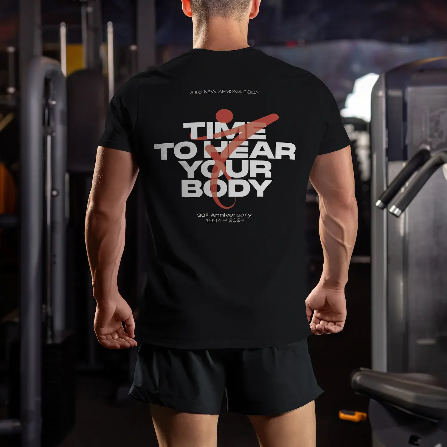 New Armonia Fisica - tshirt 30 anni mockup retro